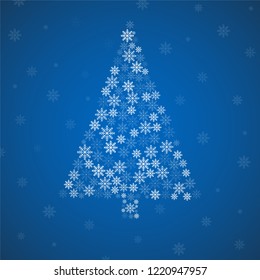 Abstract Christmas tree of snowflakes. Vector illustration. Eps 10