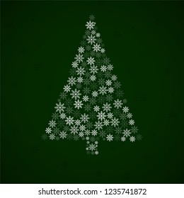 Abstract Christmas tree of snowflakes. Vector illustration. Eps 10