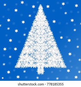 Abstract Christmas tree of snowflakes. Vector illustration. Eps 10