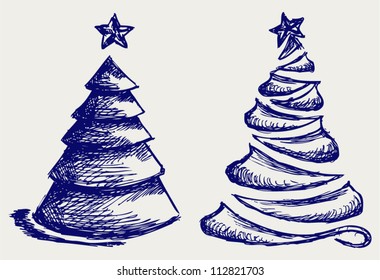 Abstract Christmas tree and star