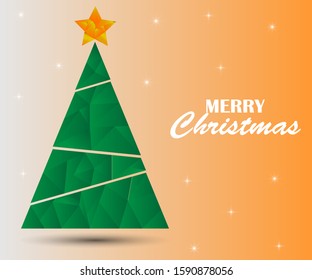 Abstract christmas tree with star. Place for your text.