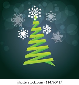 abstract christmas tree, stars and bubbles