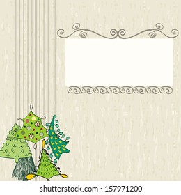 Abstract Christmas tree in the style retro.