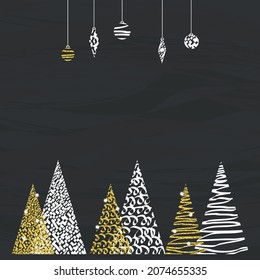 Abstract Christmas tree vector card. Holiday Christmas and New Year. Vector illustration isolated on white background.