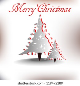 Abstract Christmas tree, vector illustration in white color background.