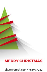 Abstract christmas tree, vertical greeting card in flat design