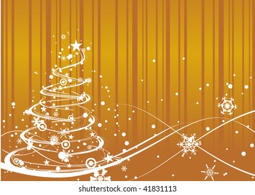 Abstract christmas tree with wave line background, vector illustration for xmas