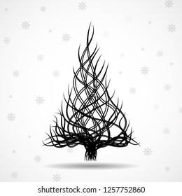 Abstract Christmas tree of wavy lines. Vector