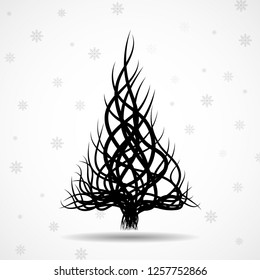 Abstract Christmas tree of wavy lines. Vector