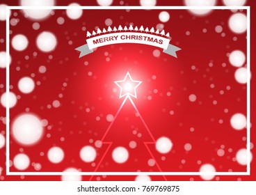 Abstract christmas tree with white snowflake on red background