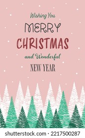 Abstract Christmas trees. Design of a greeting card. Vector illustration
