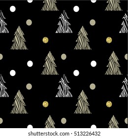 Abstract Christmas trees 
forest. Seamless pattern 
background with fir-tree.
