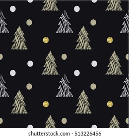 Abstract Christmas trees forest. Seamless pattern background with fir-tree.