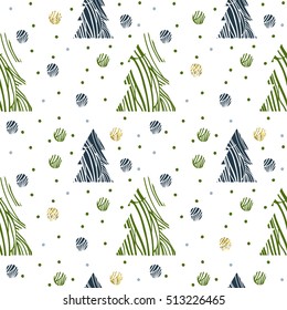 Abstract Christmas trees forest. Seamless pattern background with fir-tree.