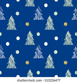 Abstract Christmas trees forest. Seamless pattern background with fir-tree.