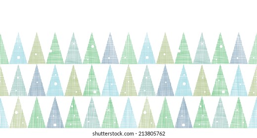 Abstract Christmas trees forest in snow horizontalborder seamless pattern background