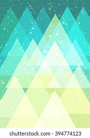 Abstract Christmas trees. Geometric vector background. Modern and stylish design poster, cover, card design. Vintage texture, grunge dots, pattern