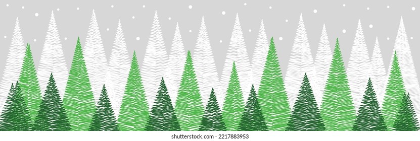 Resumen de árboles de Navidad. Cabecera panorámica. Ilustración del vector