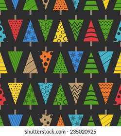 Abstract christmas trees seamless background. Design elements