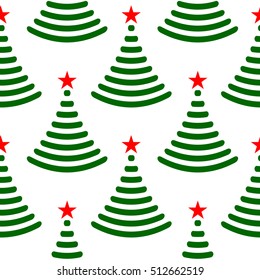 Abstract Christmas trees seamless pattern. Vector illustration, isolated on white background.