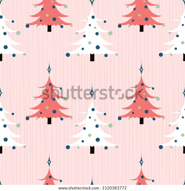 Abstract Christmas Trees Seamless Pattern 1950s Stock Vector Royalty Free 1520383772