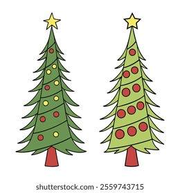 abstract Christmas trees. Set of Christmas Tree Color Flat Icons. Christmas Tree Green Icon