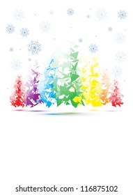 abstract christmas trees with snow flake