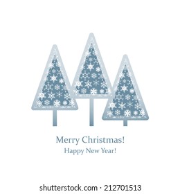 Abstract christmas trees with snowflakes.