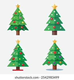 abstract Christmas trees. Christmas Tree Color Flat Icons. Christmas Tree Green Icon