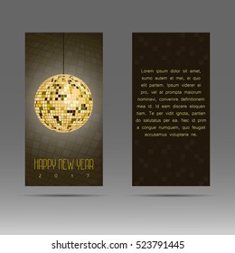 Abstract Christmas vector banner with a gold disco ball