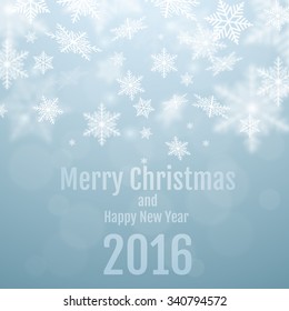Abstract Christmas vector greeting card with snowflakes. 