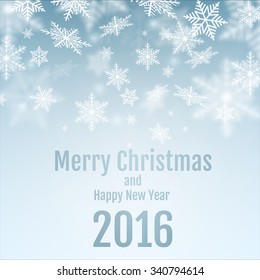 Abstract Christmas vector greeting card with snowflakes. 