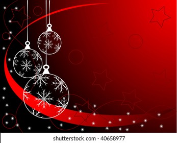 An abstract Christmas vector illustration with clear white outline baubles on a darker backdrop with white snowflakes and room for text