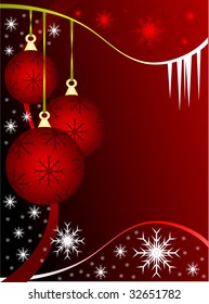 Eine abstrakte WeihnachtsVektorgrafik mit roten Bläschen auf dunklerem Hintergrund mit weißen Schneeflocken und Platz für Text