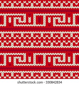 Abstract Christmas vector seamless knitting pattern. 