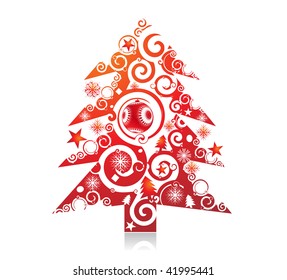 Abstract christmas wave line tree with white background, vector illustration for xmas