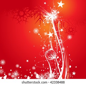 Abstract christmas wave line tree with snow background, vector illustration for xmas
