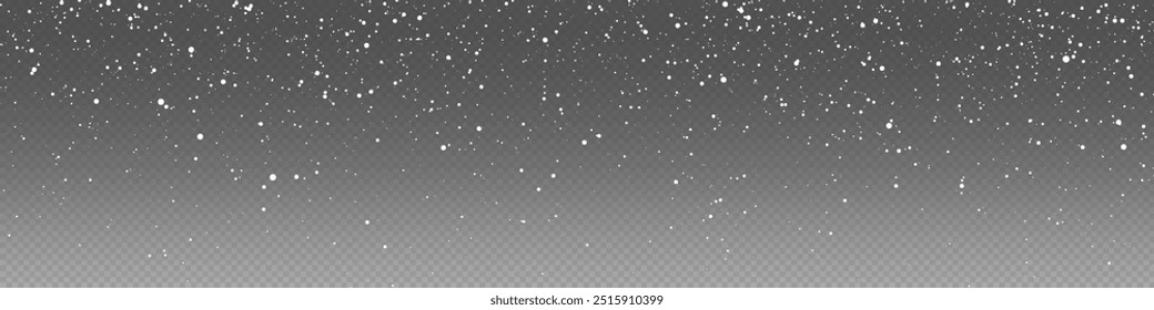 Abstrakter weihnachtlicher Winterhintergrund aus Schneeflocken, die vom Wind auf einem Hintergrund geblasen werden. Weißes Staublicht png. Starker Schneefall, Schneeflocken in verschiedenen Formen und Formen.