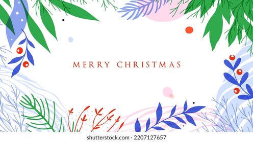 Abstract Christmas and Winter Holidays artistic template.  Merry xmas header or banner, email, social media post, AD, event and page cover, background, poster, brochure and other graphic design.  