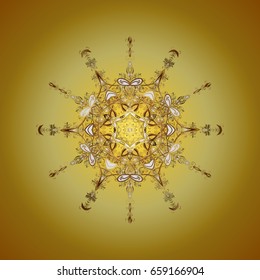 Abstract Christmass illustration with gold snowflakes on a colorful background. Vector Christmas party design template.