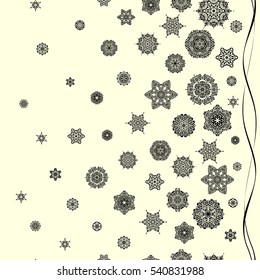 Abstract Christmass illustration with snowflakes on a neutral background. Vector Christmas party design template.