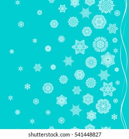 Abstract Christmass illustration with snowflakes on a blue background. Vector Christmas party design template.