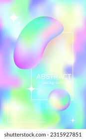 Abstract chrome bubble fluid y2k gradient background vector. holo trendy vector illustration poster colorful geometric shape and liquid color wallpaper texture 80s, 90s cover. EPS