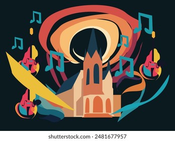 Abstract Church Music Create an abstract piece of music inspired by the atmosphere of a church. The composition should include:Sacred ambiance with organ and choir pray