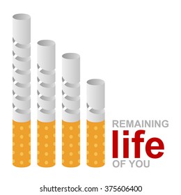 Abstract cigarette ribbon shape, conception campaign of non-smokers, remaining life of you, vector illustration.