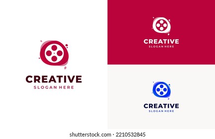 logotipo de cine abstracto con diseño creativo de burbuja de colores