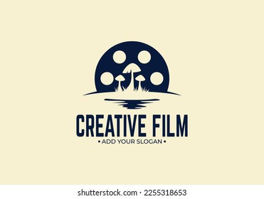 abstract cinema logo vector template isolated on white background