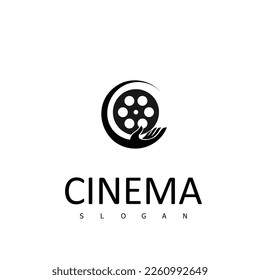 abstract cinema logo vector template isolated on white background