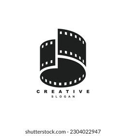 Abstract Cinema strip negative film logo design. Geometric cinema logo for your brand or business