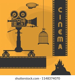 Abstract cinema studio background, vector illustration